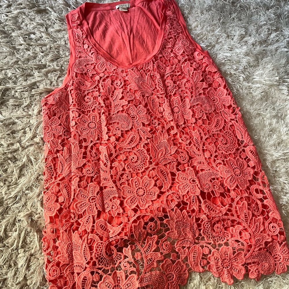 J. Crew Pink Lace Tank